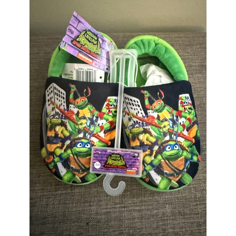 NWT Kids Nickelodeon Teenage Mutant Ninja Turtles Slippers Size 11/12 *Read*
